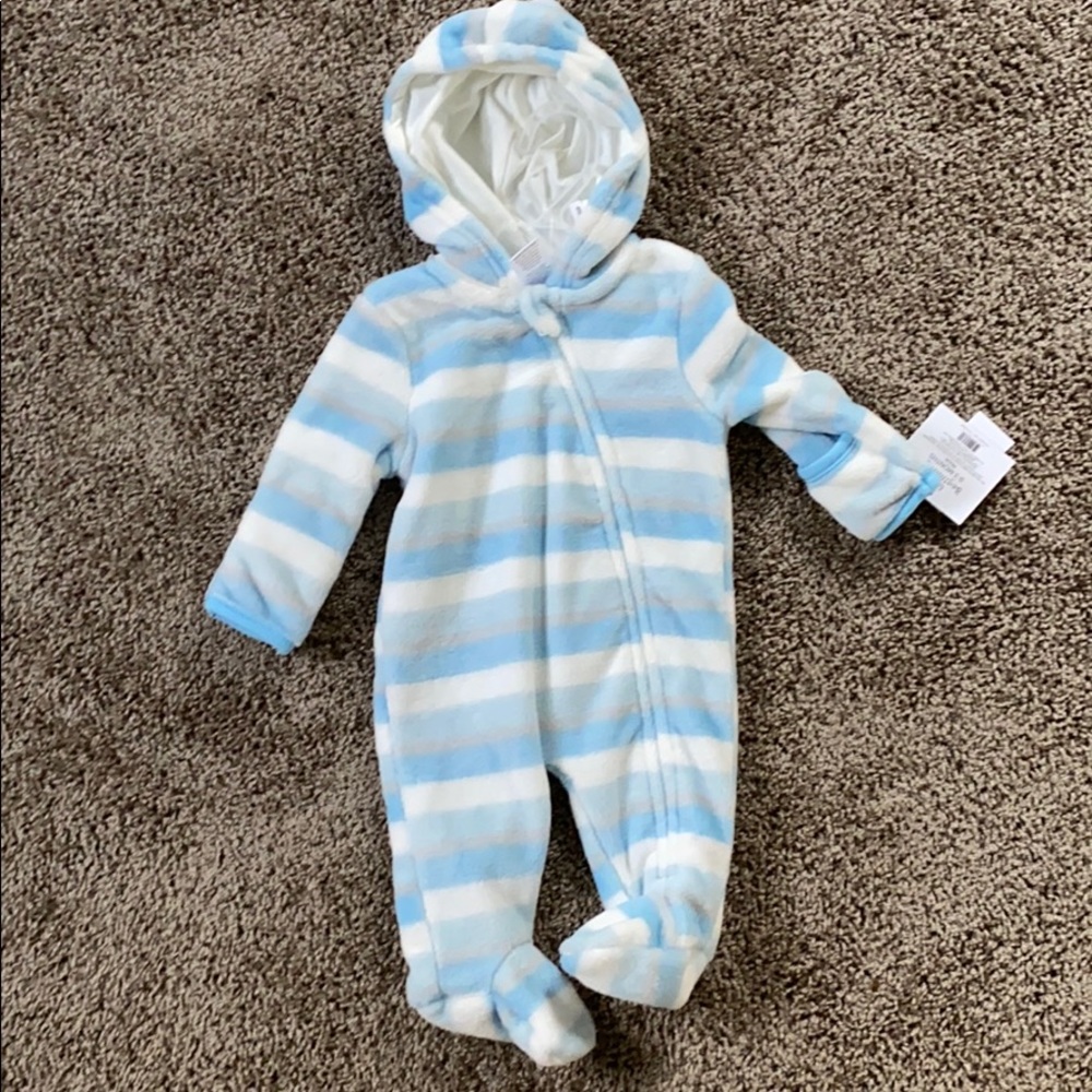 Boys fleece zip-up footie w/hood